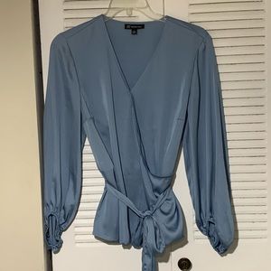 Satin Blue Wrap Blouse MUST GO!!!!